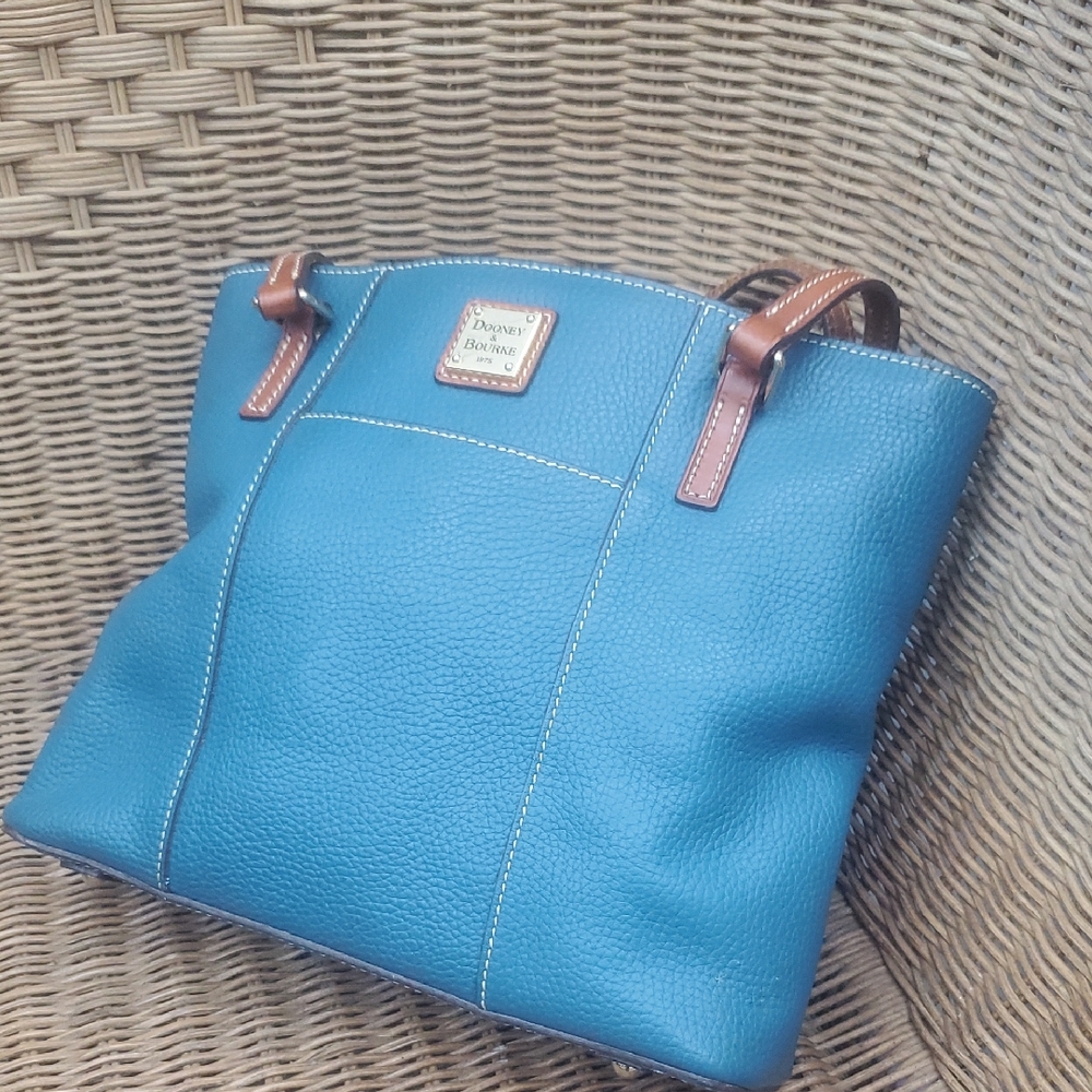 Dooney & Bourke Blue and Brown Canvas Tote